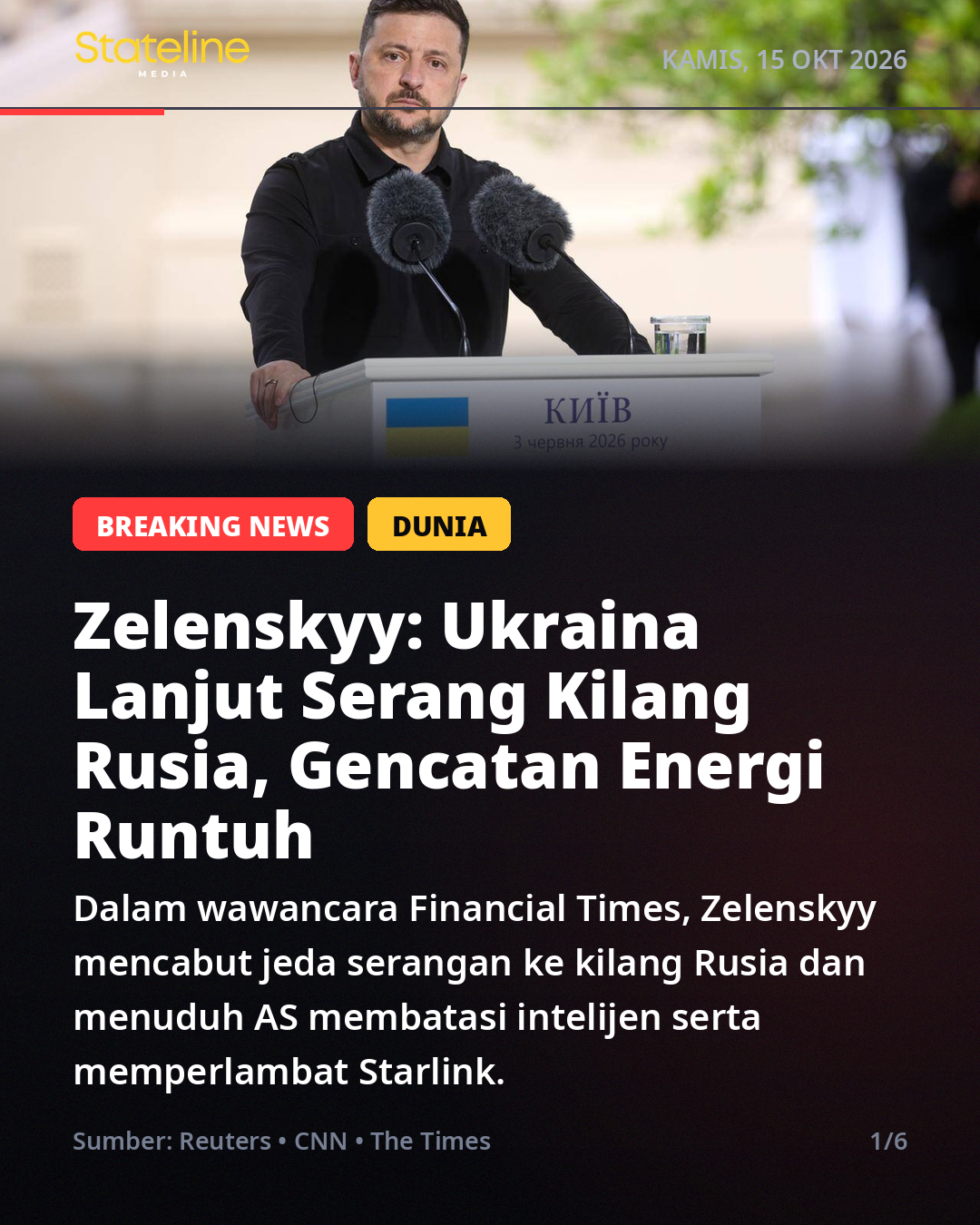 Zelenskyy: Ukraina Lanjut Serang Kilang Rusia, Gencatan Energi Runtuh